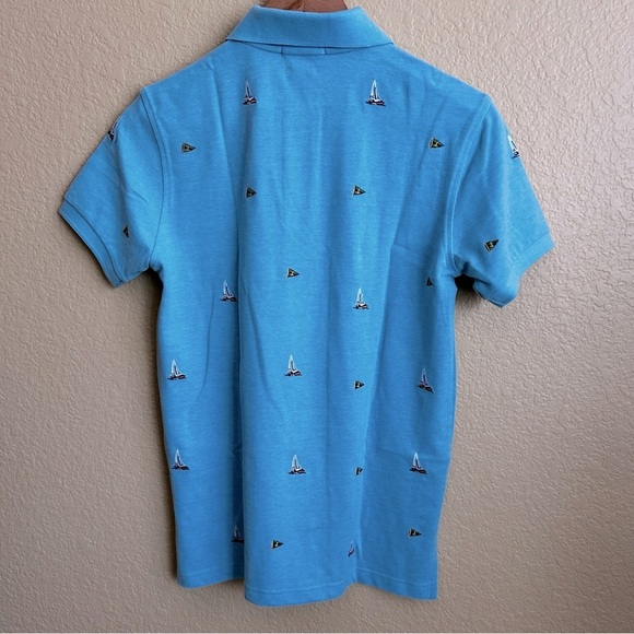 Polo Custom Fit Nautical Print Embroidered Short Sleeve Polo - Picture 2 of 7
